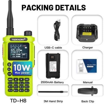 2nd Gen TD-H8 10W Professional Long Range Walkie Talkie green by HitMyNeed