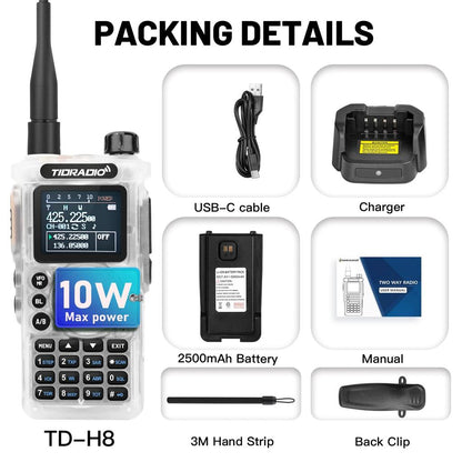 2nd Gen TD-H8 10W Professional Long Range Walkie Talkie transparent-color by HitMyNeed