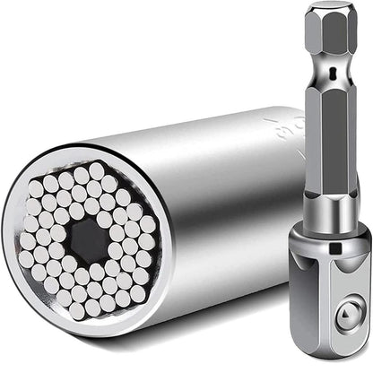 2pc Universal Socket Wrench Set 7-19mm with Drill Adapter by HitMyNeed