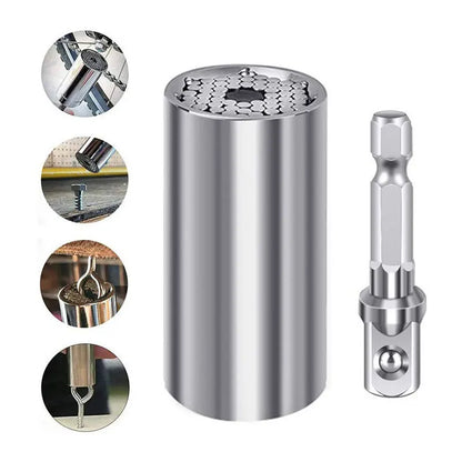 2pc Universal Socket Wrench Set 7-19mm with Drill Adapter by HitMyNeed