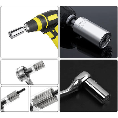 2pc Universal Socket Wrench Set 7-19mm with Drill Adapter by HitMyNeed
