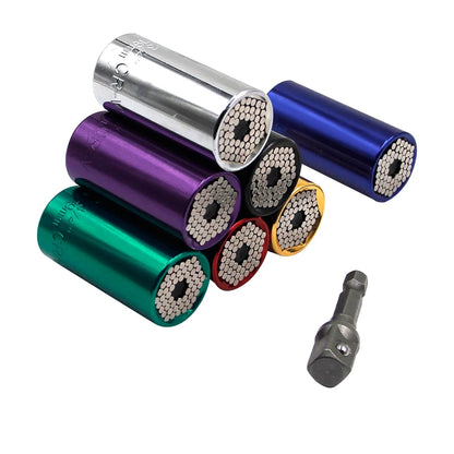 2pc Universal Socket Wrench Set 7-19mm with Drill Adapter by HitMyNeed