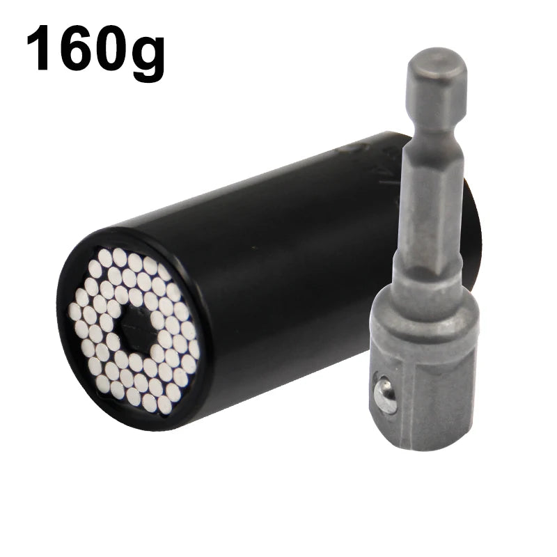 2pc Universal Socket Wrench Set 7-19mm with Drill Adapter 2pc-black by HitMyNeed