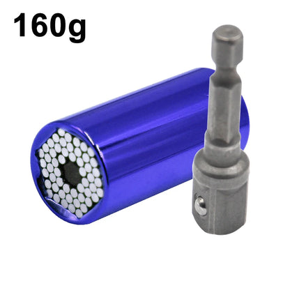 2pc Universal Socket Wrench Set 7-19mm with Drill Adapter 2pc-blue by HitMyNeed