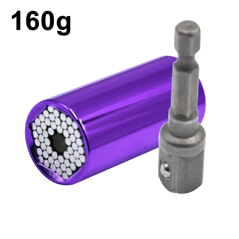 2pc Universal Socket Wrench Set 7-19mm with Drill Adapter 2pc-purple by HitMyNeed