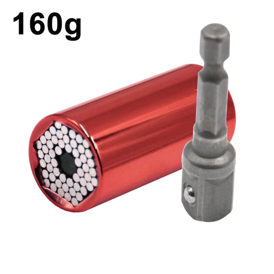2pc Universal Socket Wrench Set 7-19mm with Drill Adapter 2pc-red by HitMyNeed