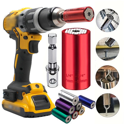 2pc Universal Socket Wrench Set 7-19mm with Drill Adapter by HitMyNeed