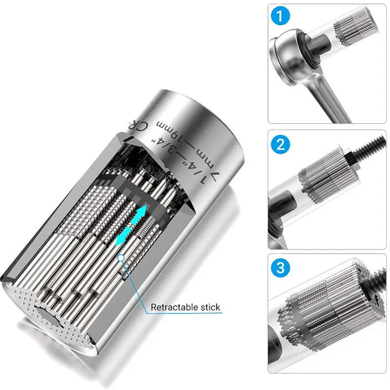 2pc Universal Socket Wrench Set 7-19mm with Drill Adapter by HitMyNeed