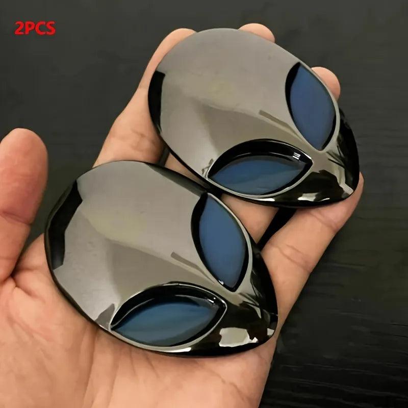 2pcs 3D Alien Head Car Emblem Badge Decal Set by HitMyNeed
