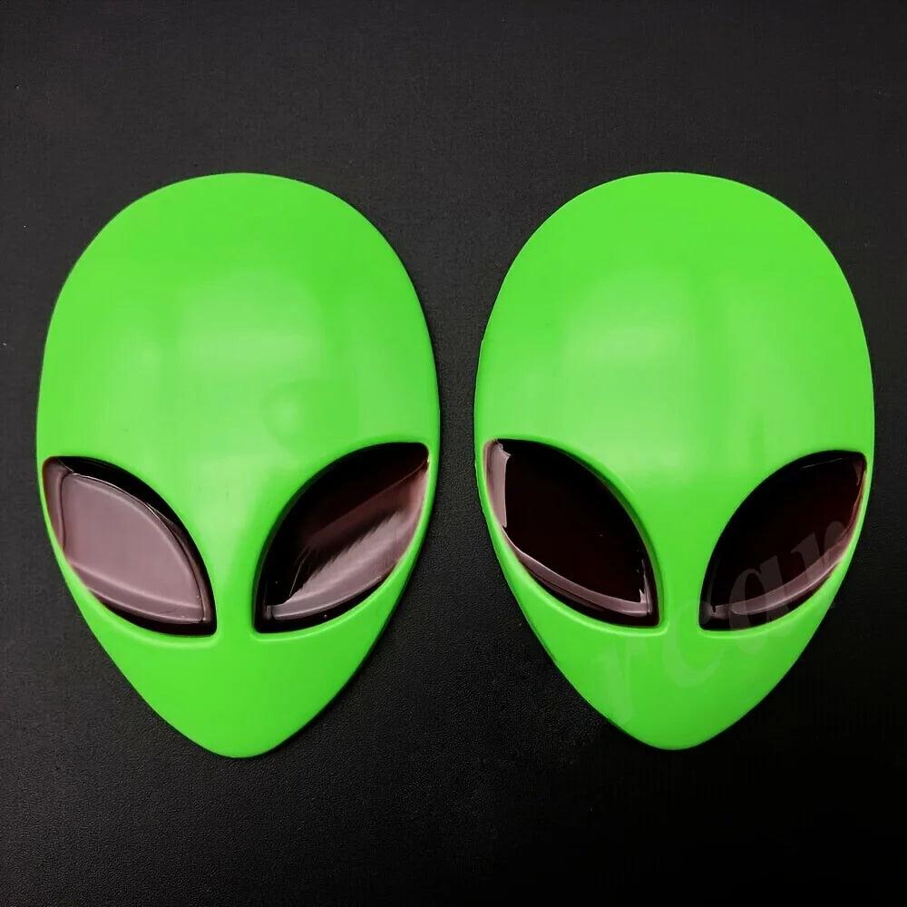 2pcs 3D Alien Head Car Emblem Badge Decal Set green by HitMyNeed