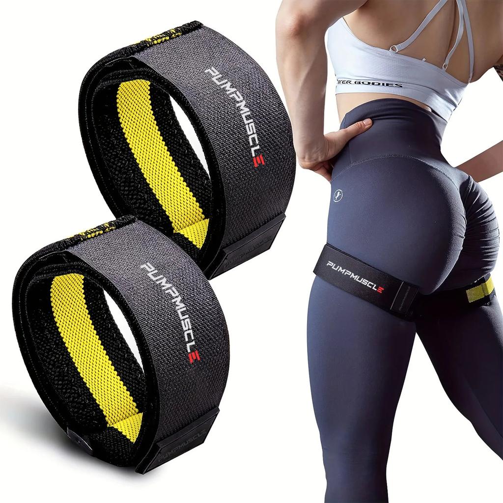 2pcs Adjustable Leg BFR Bands for Muscle Growth yellow by HitMyNeed