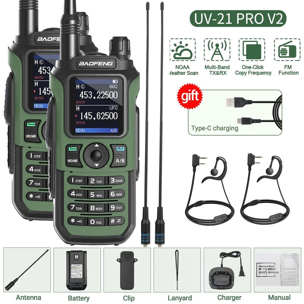 2PCS Baofeng UV-21 Pro Long Range Ham Radios green-h-771 by HitMyNeed
