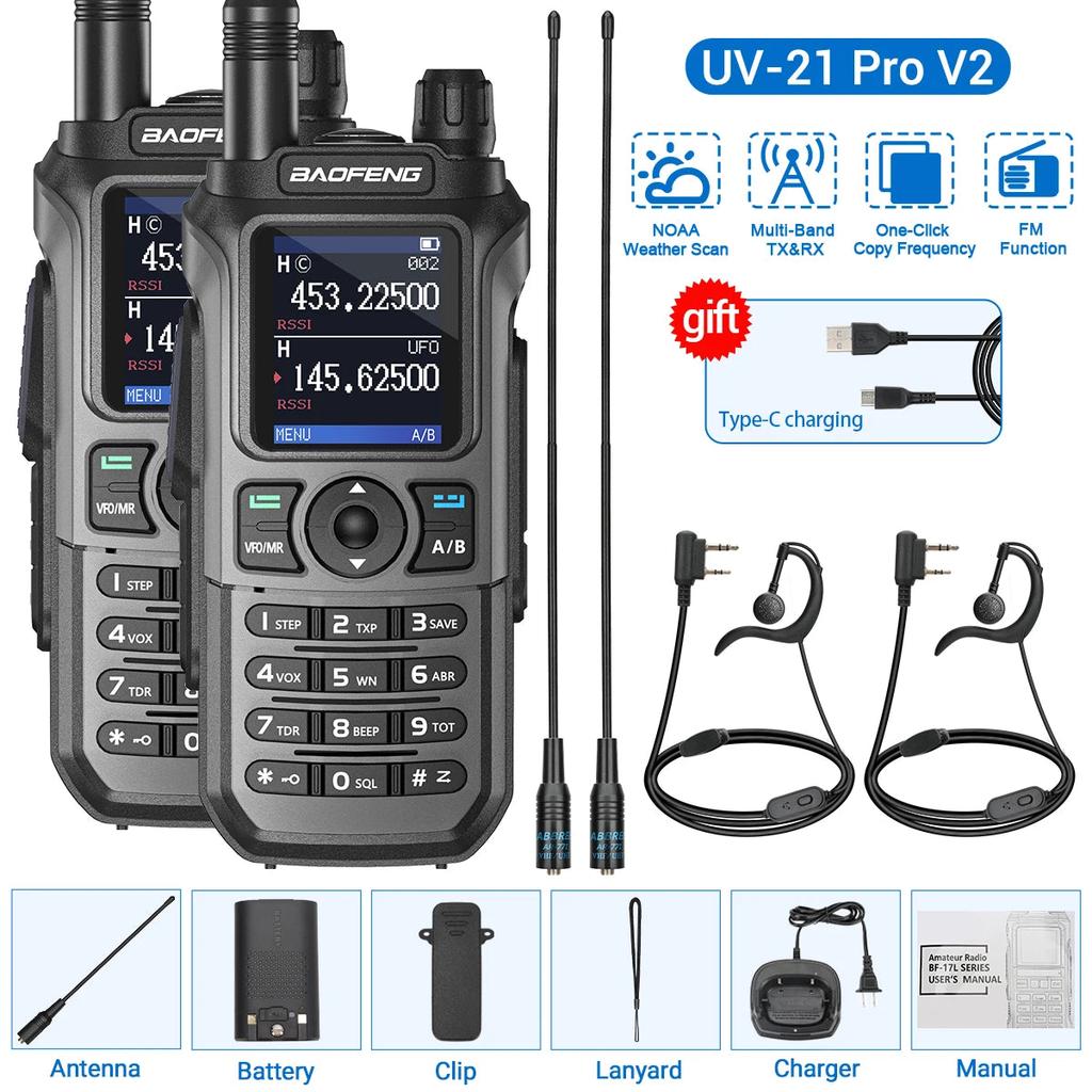 2PCS Baofeng UV-21 Pro Long Range Ham Radios grey-h-771 by HitMyNeed