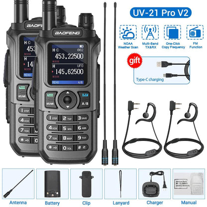 2PCS Baofeng UV-21 Pro Long Range Ham Radios grey-h-771 by HitMyNeed