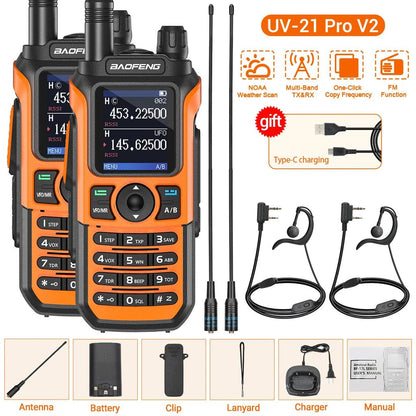 2PCS Baofeng UV-21 Pro Long Range Ham Radios orange-h-771 by HitMyNeed