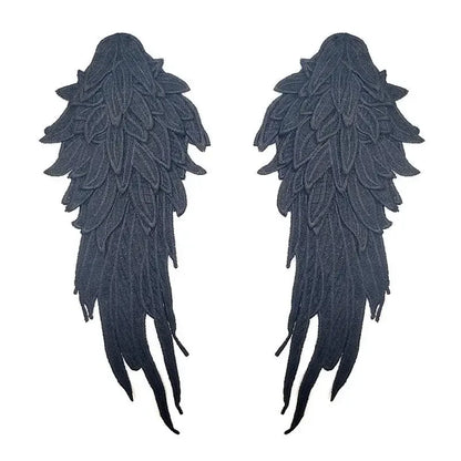 2pcs Embroidered Angel Wing Applique Collar Patches 1pair-black by HitMyNeed