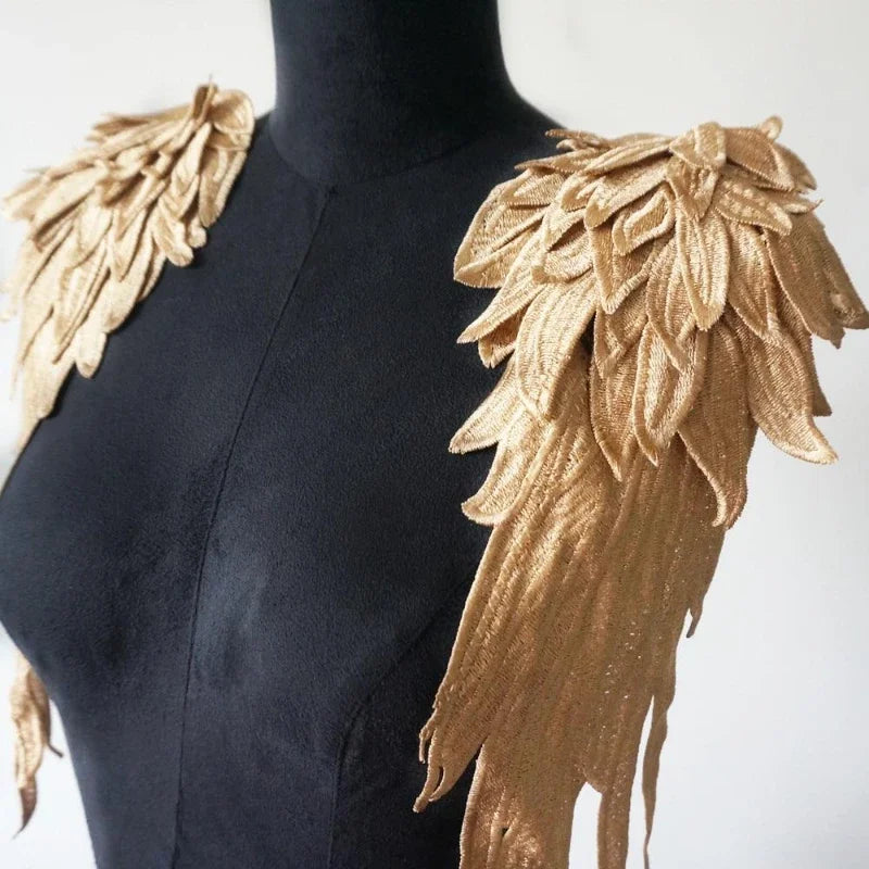 2pcs Embroidered Angel Wing Applique Collar Patches by HitMyNeed