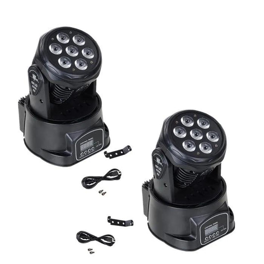 2PCS Mini LED 7x12W RGBW Moving Head Wash Lights eu-plug by HitMyNeed