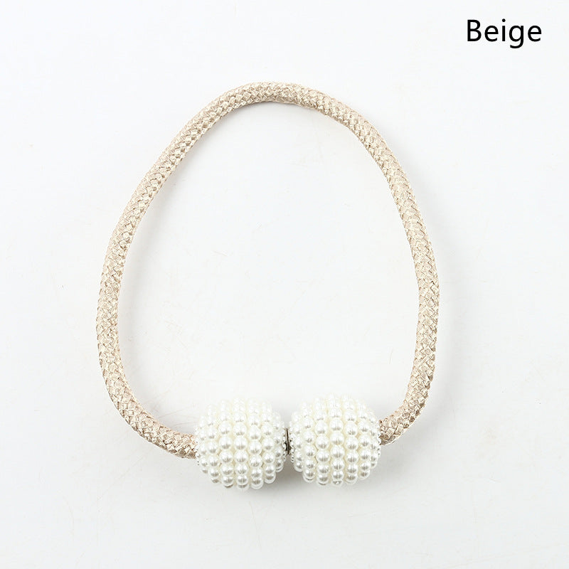 2PCS Pearl Magnetic Curtain Tiebacks beige 1pc by HitMyNeed