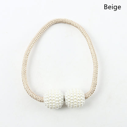 2PCS Pearl Magnetic Curtain Tiebacks beige 1pc by HitMyNeed