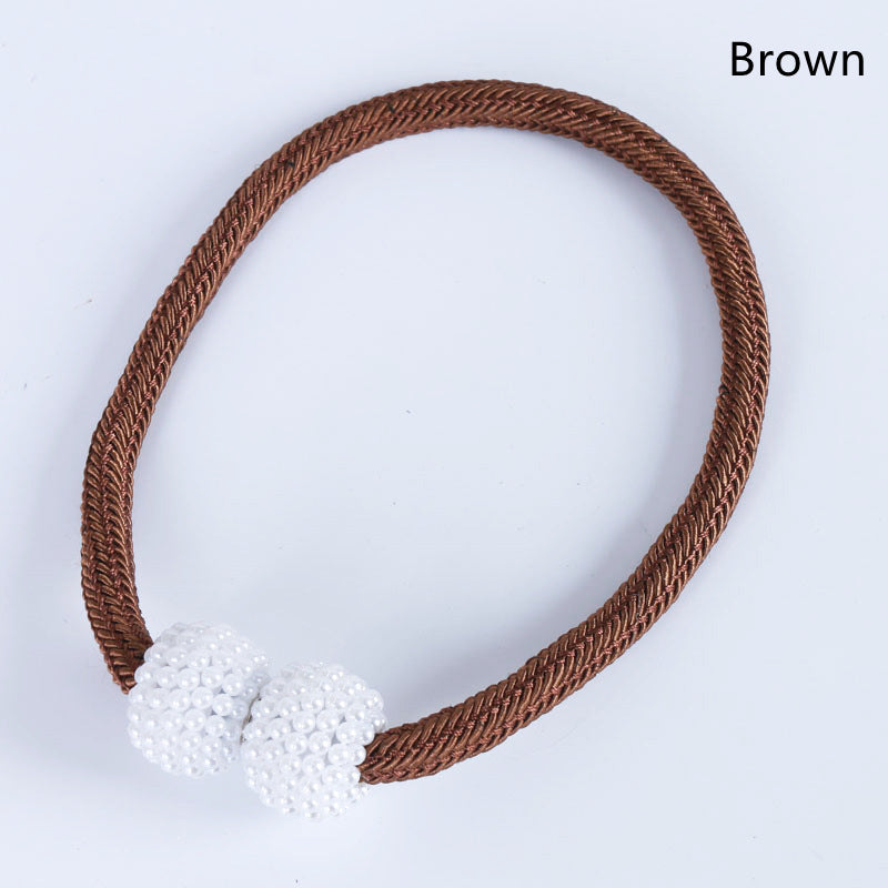 2PCS Pearl Magnetic Curtain Tiebacks brown 1pc by HitMyNeed