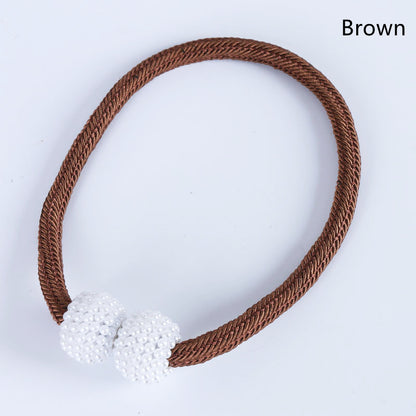 2PCS Pearl Magnetic Curtain Tiebacks brown 1pc by HitMyNeed