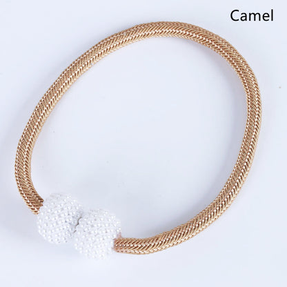 2PCS Pearl Magnetic Curtain Tiebacks camel 1pc by HitMyNeed