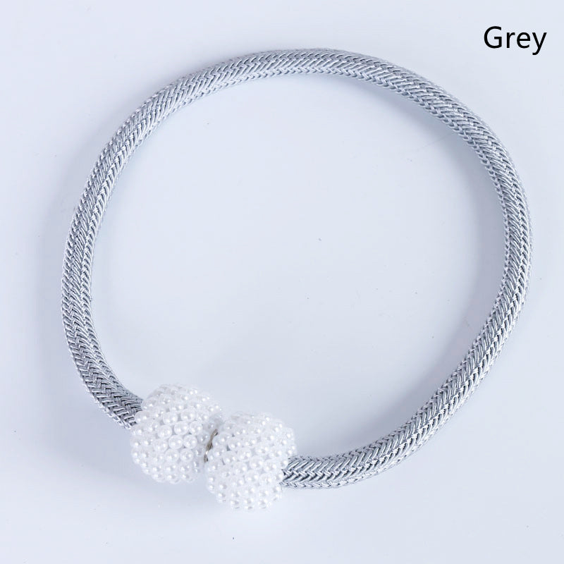 2PCS Pearl Magnetic Curtain Tiebacks grey 1pc by HitMyNeed