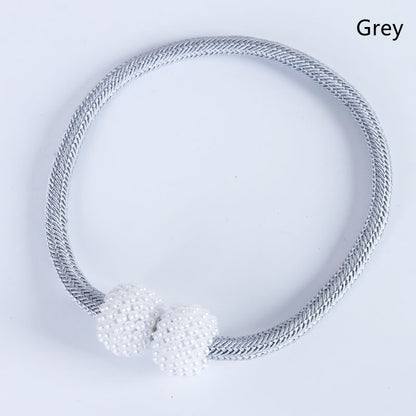 2PCS Pearl Magnetic Curtain Tiebacks grey 1pc by HitMyNeed