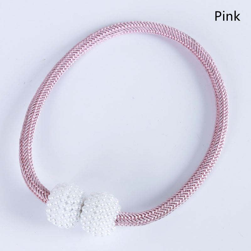 2PCS Pearl Magnetic Curtain Tiebacks pink 1pc by HitMyNeed