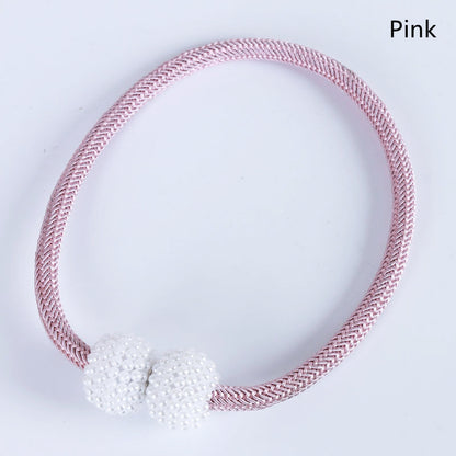 2PCS Pearl Magnetic Curtain Tiebacks pink 1pc by HitMyNeed