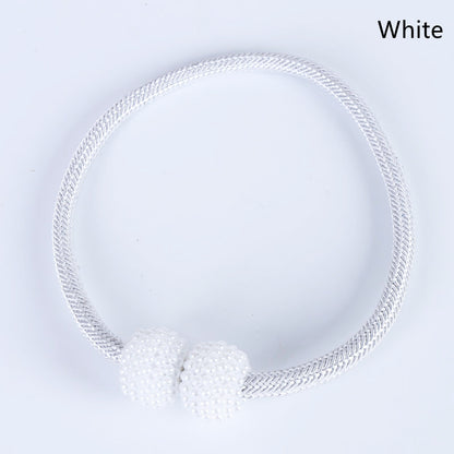 2PCS Pearl Magnetic Curtain Tiebacks white 1pc by HitMyNeed