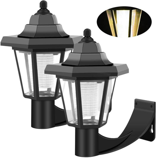 2pcs Solar Hexagonal Wall Lights IP44 Outdoor LED Warm White by HitMyNeed