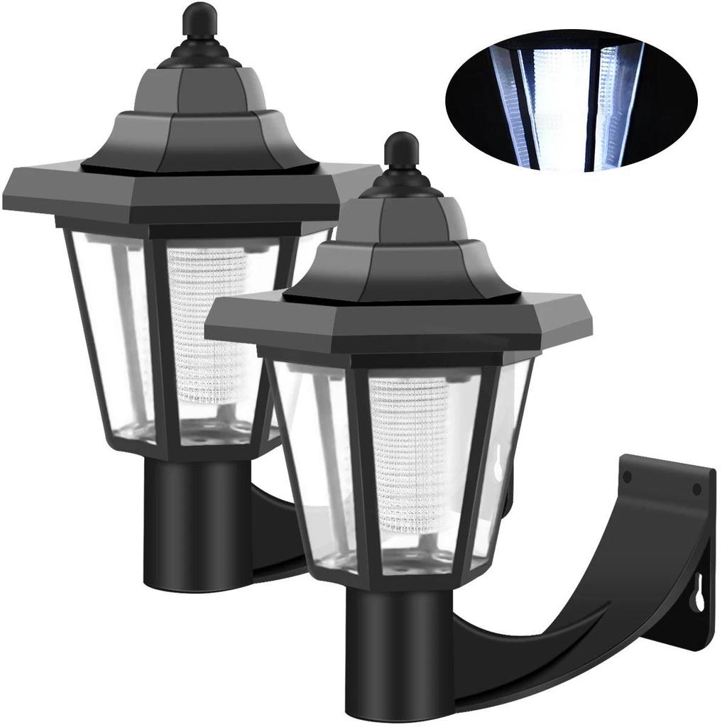 2pcs Solar Hexagonal Wall Lights IP44 Outdoor LED White by HitMyNeed
