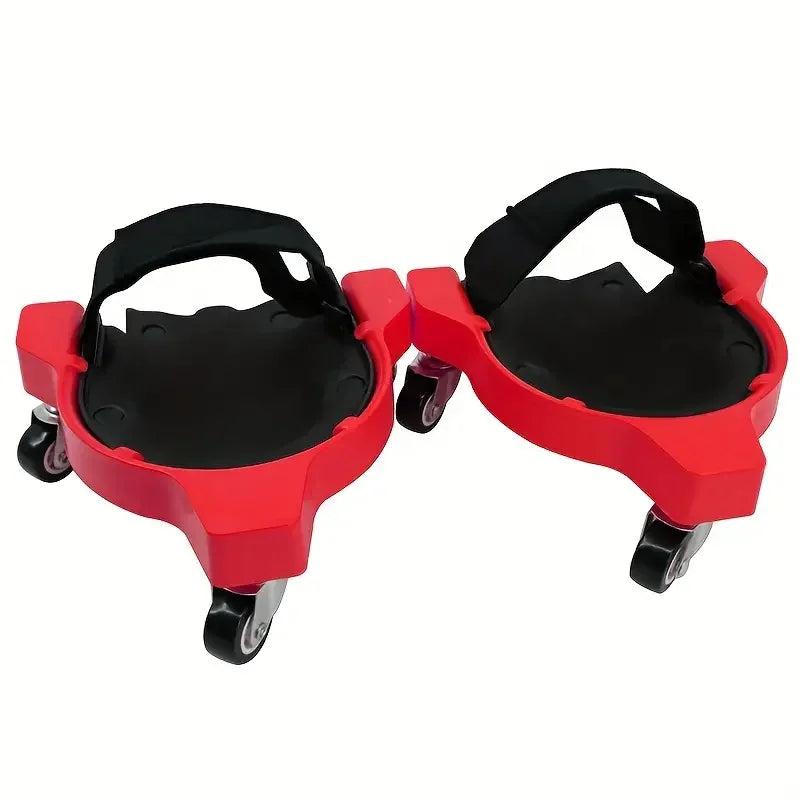 2pcs Universal Kneepads with Wheels for Floor Work red by HitMyNeed