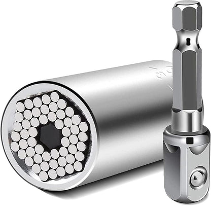 2PCS Universal Socket Wrench Set 7-19mm with Adapter by HitMyNeed
