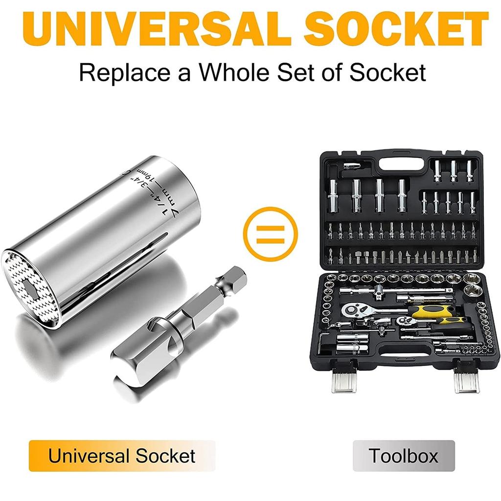 2PCS Universal Socket Wrench Set 7-19mm with Adapter by HitMyNeed