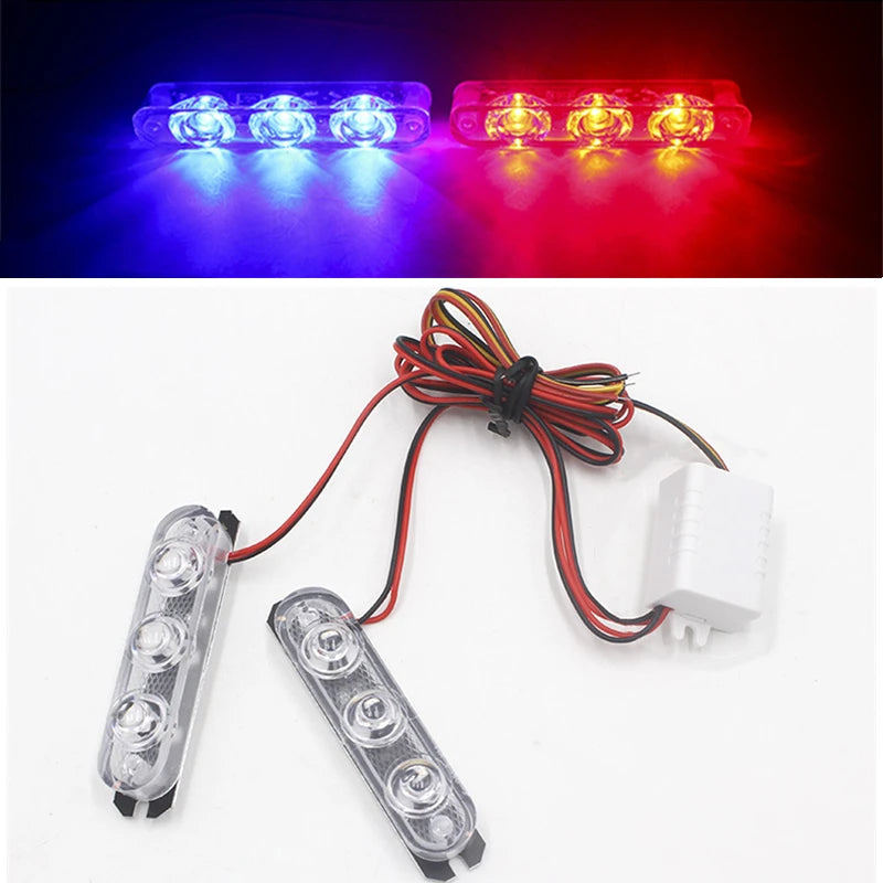 2x 12V LED Strobe Warning Lights for Cars & Bikes by HitMyNeed