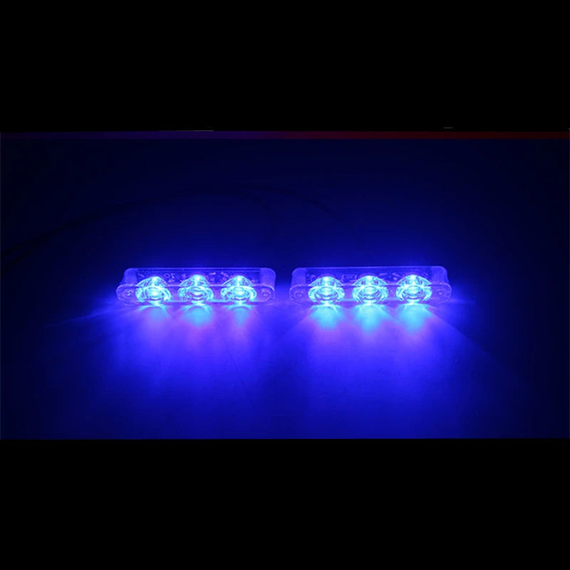 2x 12V LED Strobe Warning Lights for Cars & Bikes blue by HitMyNeed