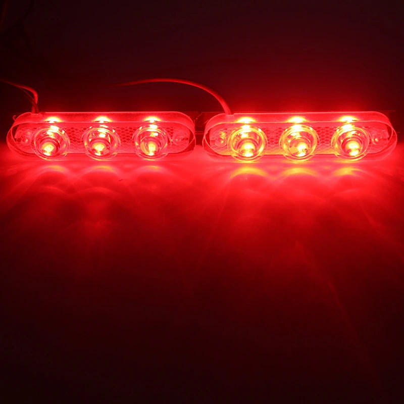 2x 12V LED Strobe Warning Lights for Cars & Bikes red by HitMyNeed