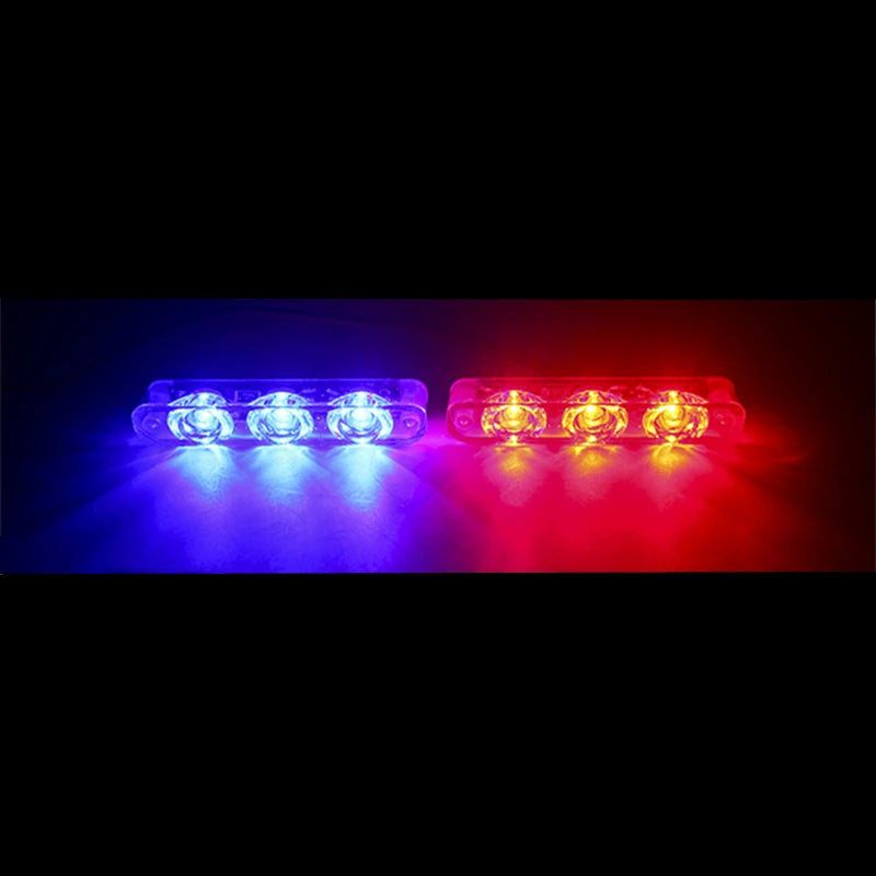 2x 12V LED Strobe Warning Lights for Cars & Bikes red-and-blue by HitMyNeed