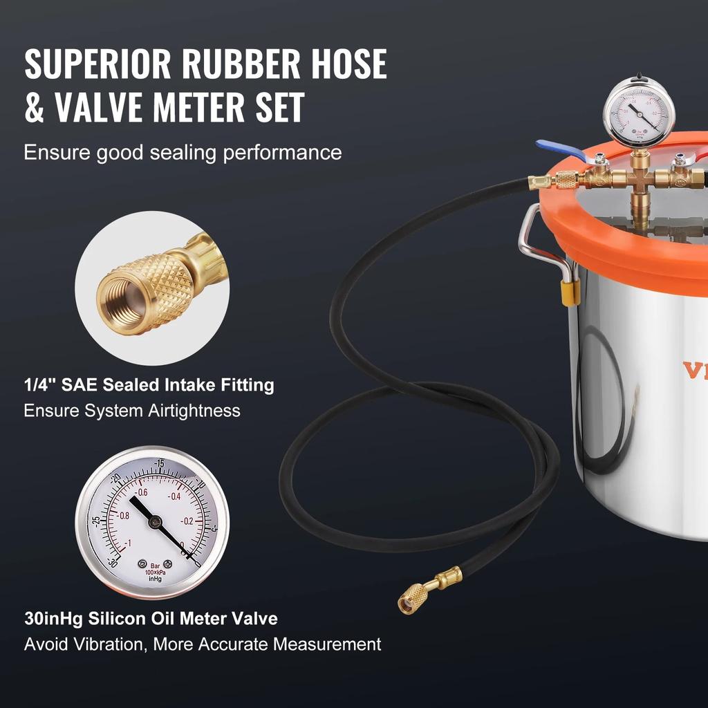 3 & 5 Gallon Vacuum Chamber Kit with 3.5CFM Pump by HitMyNeed