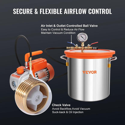 3 & 5 Gallon Vacuum Chamber Kit with 3.5CFM Pump by HitMyNeed