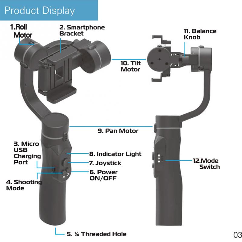3-Axis Phone Camera Stabilizer Gimbal Holder by HitMyNeed