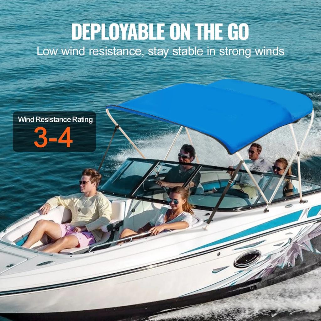 3 Bow 900D Bimini Top Boat Cover with Alloy Frame by HitMyNeed