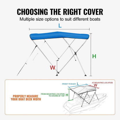 3 Bow 900D Bimini Top Boat Cover with Alloy Frame by HitMyNeed