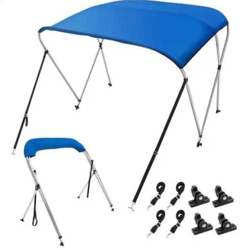 3 Bow 900D Bimini Top Boat Cover with Alloy Frame 67-72inch-blue by HitMyNeed