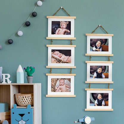 3 Connected Hanging Wooden Photo Frames by HitMyNeed
