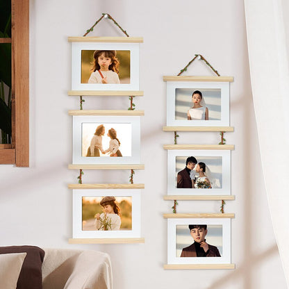 3 Connected Hanging Wooden Photo Frames by HitMyNeed