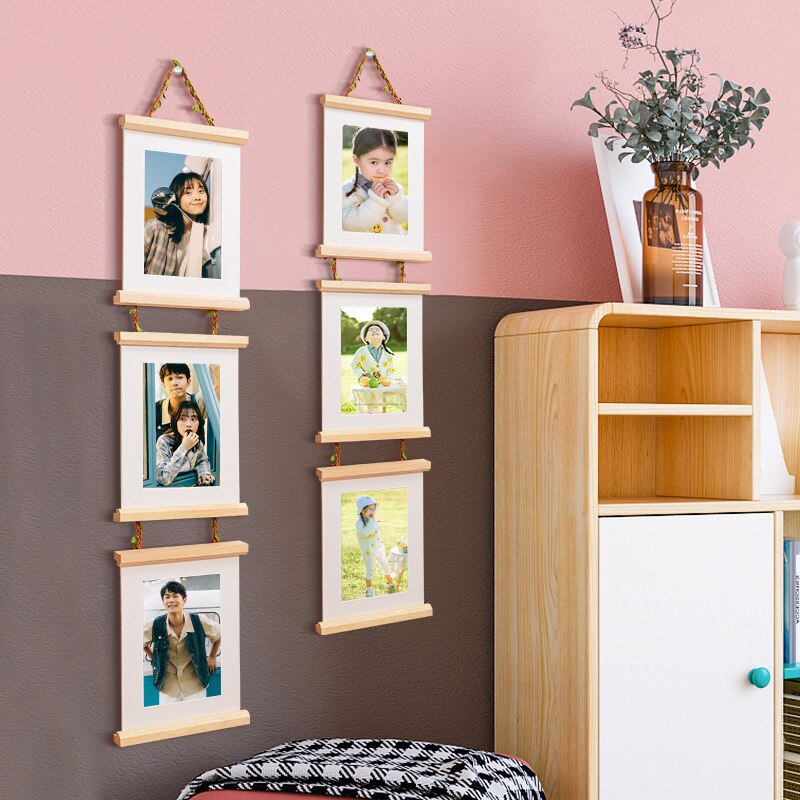 3 Connected Hanging Wooden Photo Frames by HitMyNeed